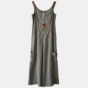 XCVI Women's Soft Twill Green Cargo Crop PEMBROKE JUMPSUIT Pockets SIZE XS - NWT